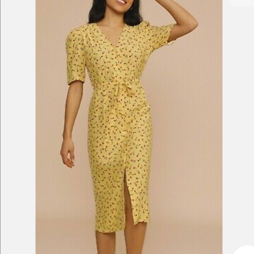 Rouje Mathilde yellow rose dress